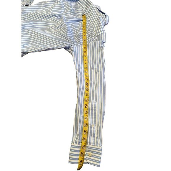 Abercrombie & Fitch Mens Blue & White Stripes Muscles Fit Dress Shirt Size M - Picture 9 of 10